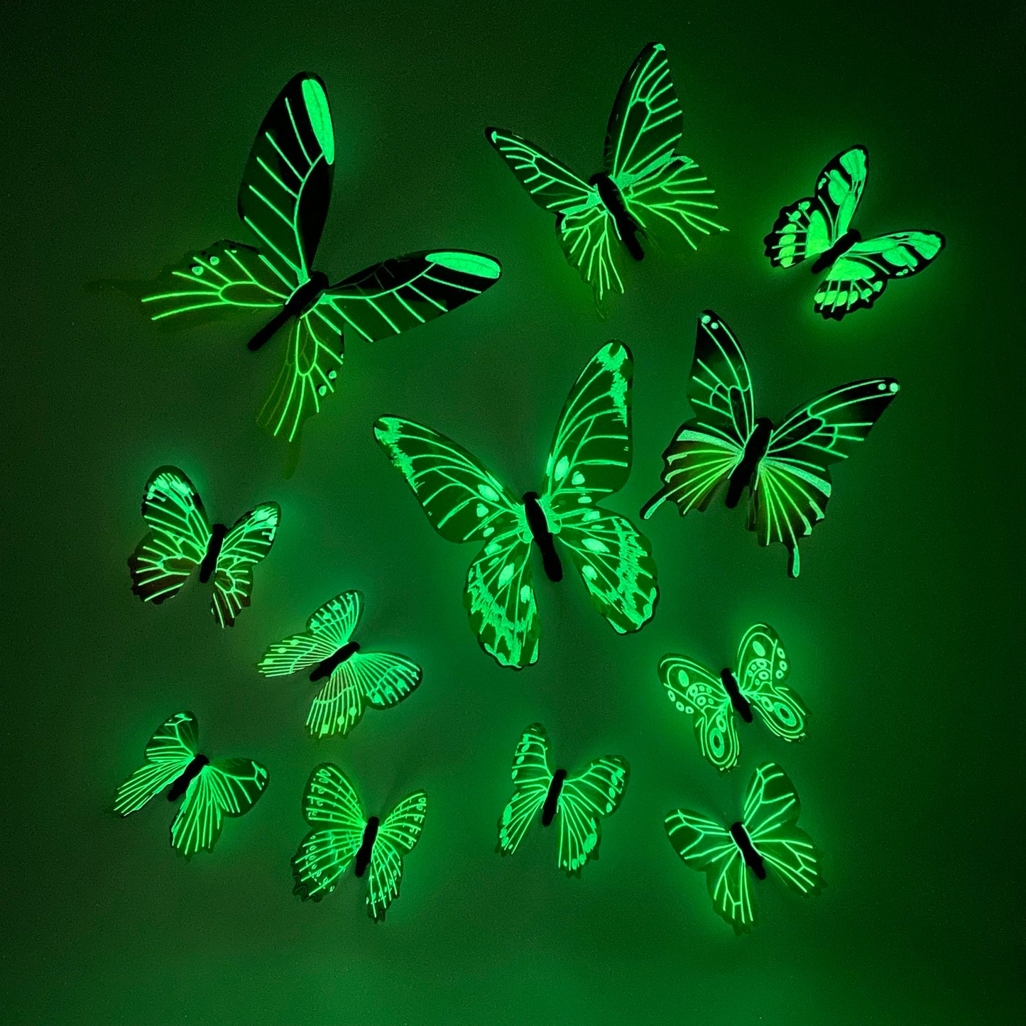 GREEN Glow in The Dark Butterflies | Butterfly Stickers | Wall Stickers | Decal Decoration Stickers | Kids Bedroom