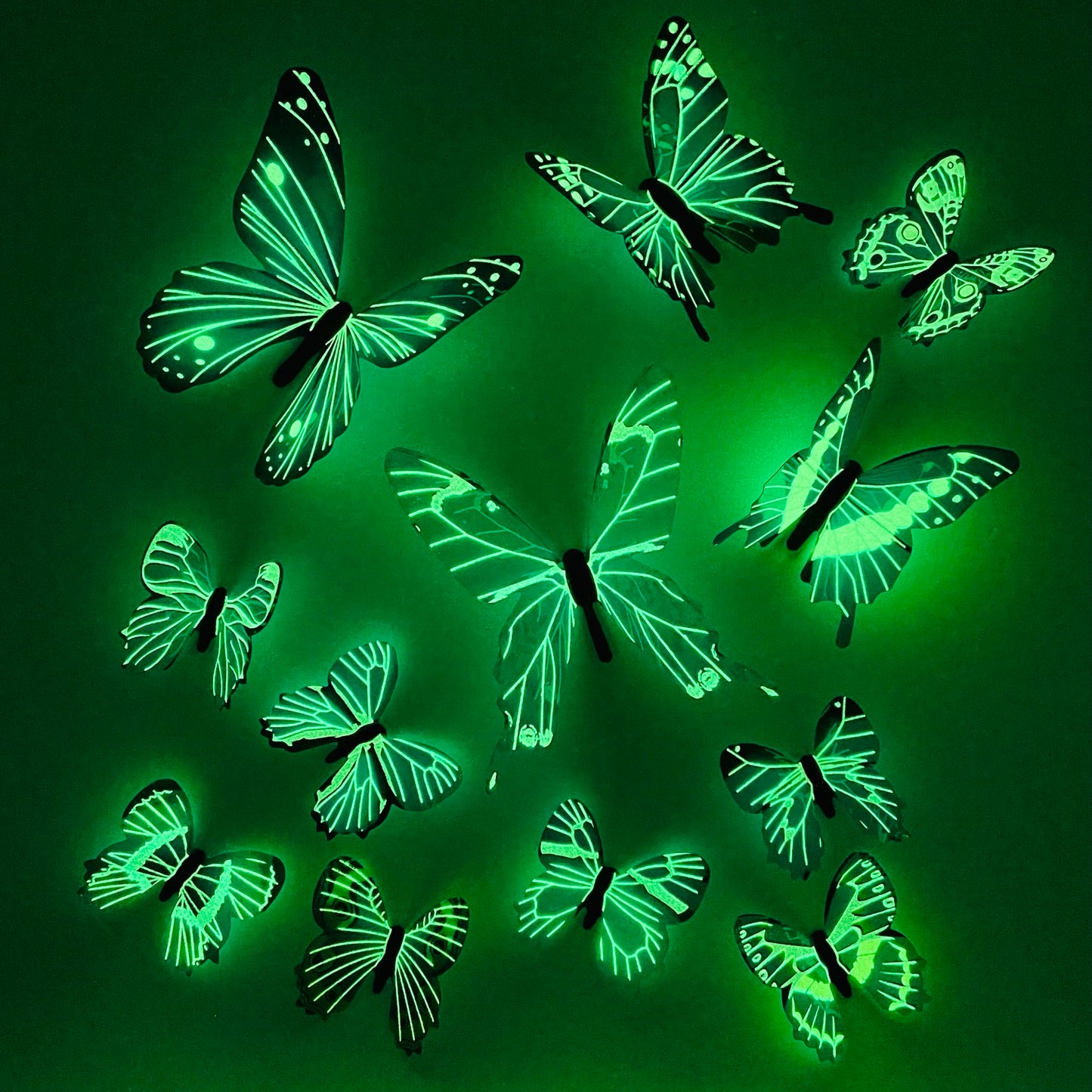 GREEN Glow in The Dark Butterflies | Butterfly Stickers | Wall Stickers | Decal Decoration Stickers | Kids Bedroom