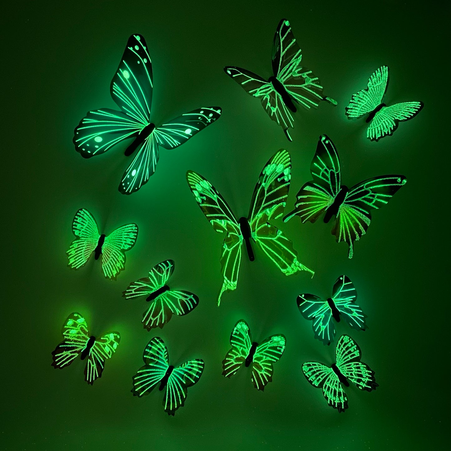 GREEN Glow in The Dark Butterflies | Butterfly Stickers | Wall Stickers | Decal Decoration Stickers | Kids Bedroom