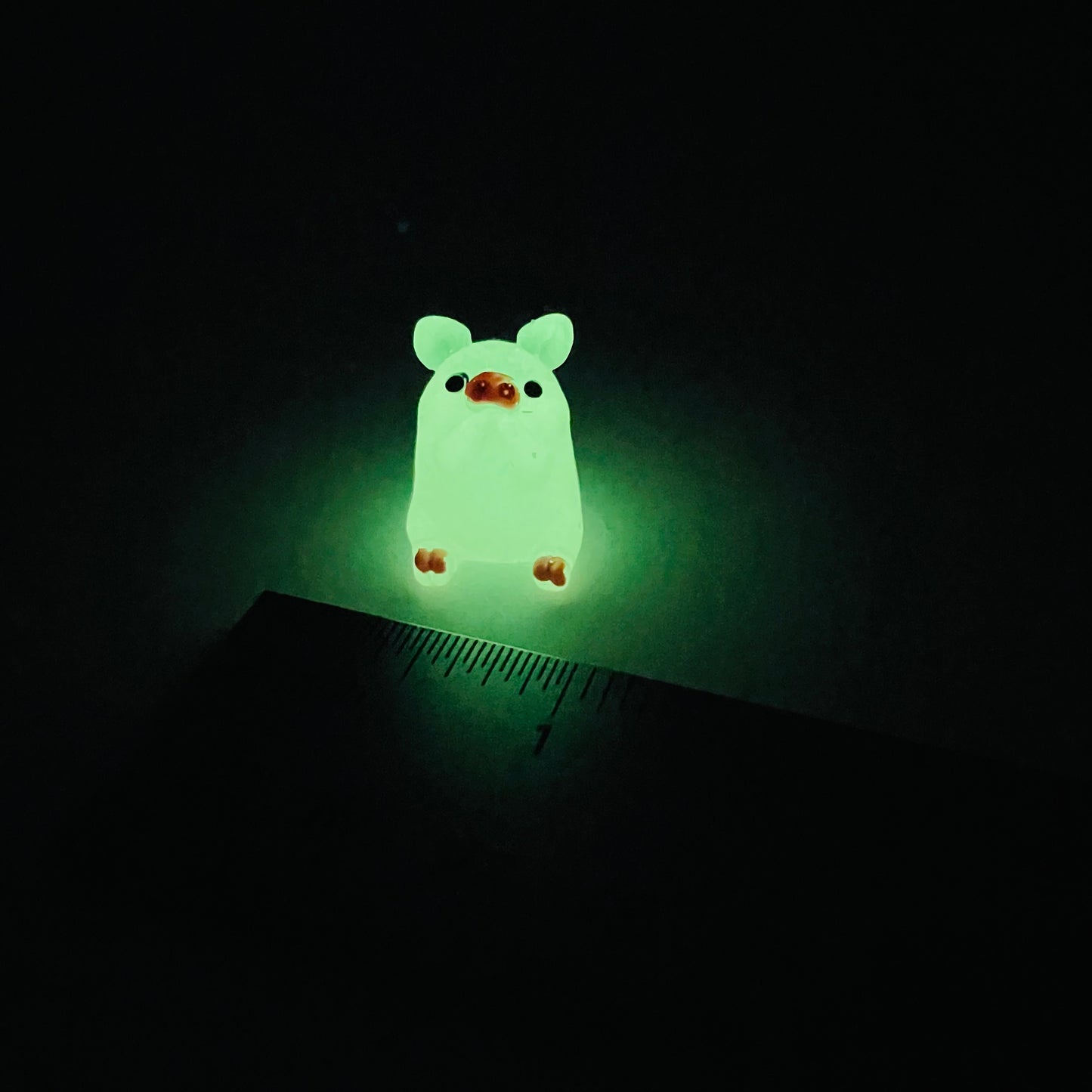 Mini Glow-in-the-Dark Resin Piggy Figurines by The Glow In The Dark Shop | Cute Luminous Pig Ornaments for Gardens & DIY Crafts | A3 & A4