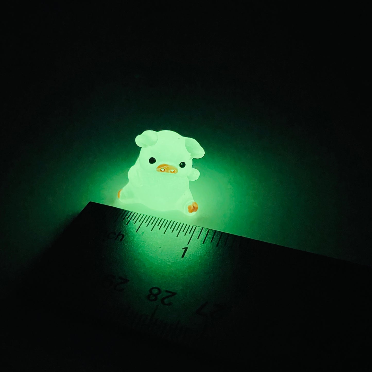 Mini Glow-in-the-Dark Resin Piggy Figurines by The Glow In The Dark Shop | Cute Luminous Pig Ornaments for Gardens & DIY Crafts | A3 & A4