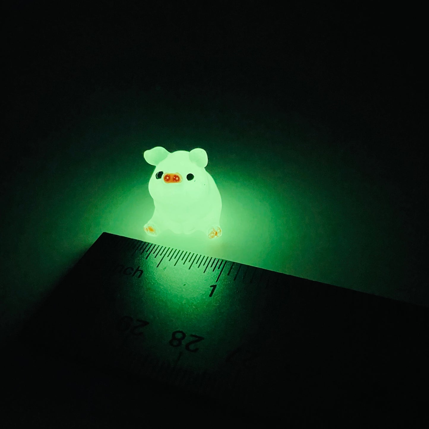 Mini Glow-in-the-Dark Resin Piggy Figurines by The Glow In The Dark Shop | Cute Luminous Pig Ornaments for Gardens & DIY Crafts | A1 & A2