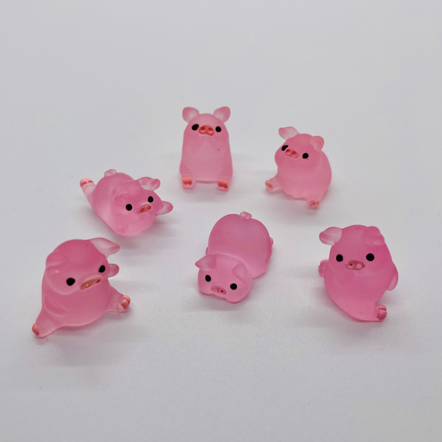 Mini Glow-in-the-Dark Resin Piggy Figurines by The Glow In The Dark Shop | Cute Luminous Pig Ornaments for Gardens & DIY Crafts | A1 & A2