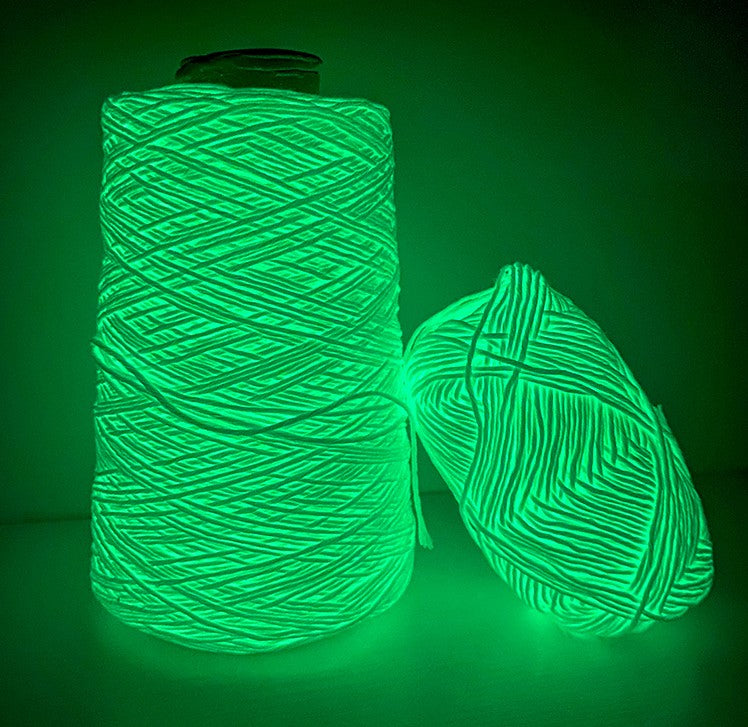 (A10) Glow in the Dark Yarn by The Glow In The Dark Shop | 60 Meter / 65 Yards / 2mm | Fluorescent | Luminescent | Phosphorescent | Wool | Polyester