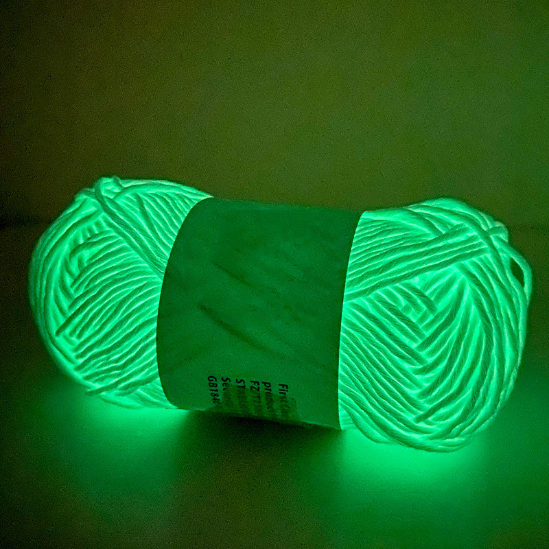 (A10) Glow in the Dark Yarn by The Glow In The Dark Shop | 60 Meter / 65 Yards / 2mm | Fluorescent | Luminescent | Phosphorescent | Wool | Polyester