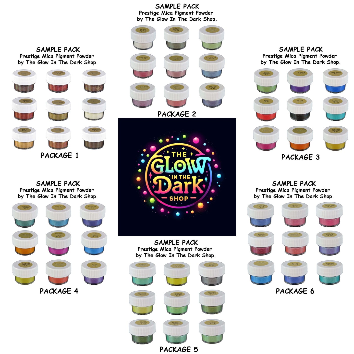 2g Prestige Mica Pigment Powder by The Glow In The Dark Shop | Eco-Friendly & Multi-Purpose Colorants | 54 Vibrant Shades Available 🎨🌈 | Package 6