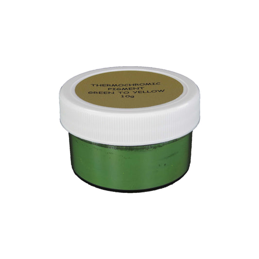 19. GREEN TO YELLOW | Prestige Thermochromic Pigment Powder | Changes color at 22⁰C (71.6°F) | COLOR TO ANOTHER COLOR | 21 Color Choices Available | BRAND: PIGMENTS by UNIGLOW