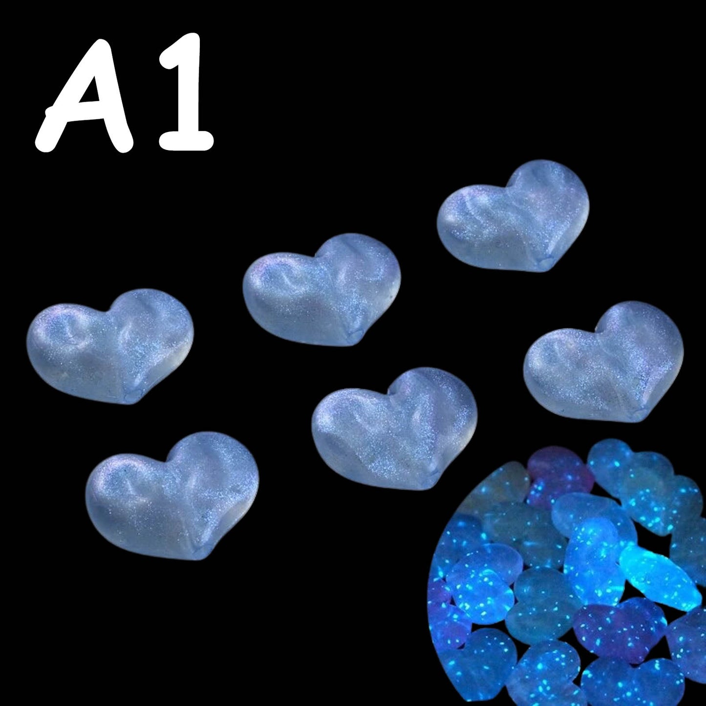 🌟✨ Mini Glow In The Dark Heart Beads by The Glow In The Dark Shop | 18x24mm | Acrylic Beads | Luminous | DIY Necklace & Bracelet Jewelry Making 💖🌟 | Collage