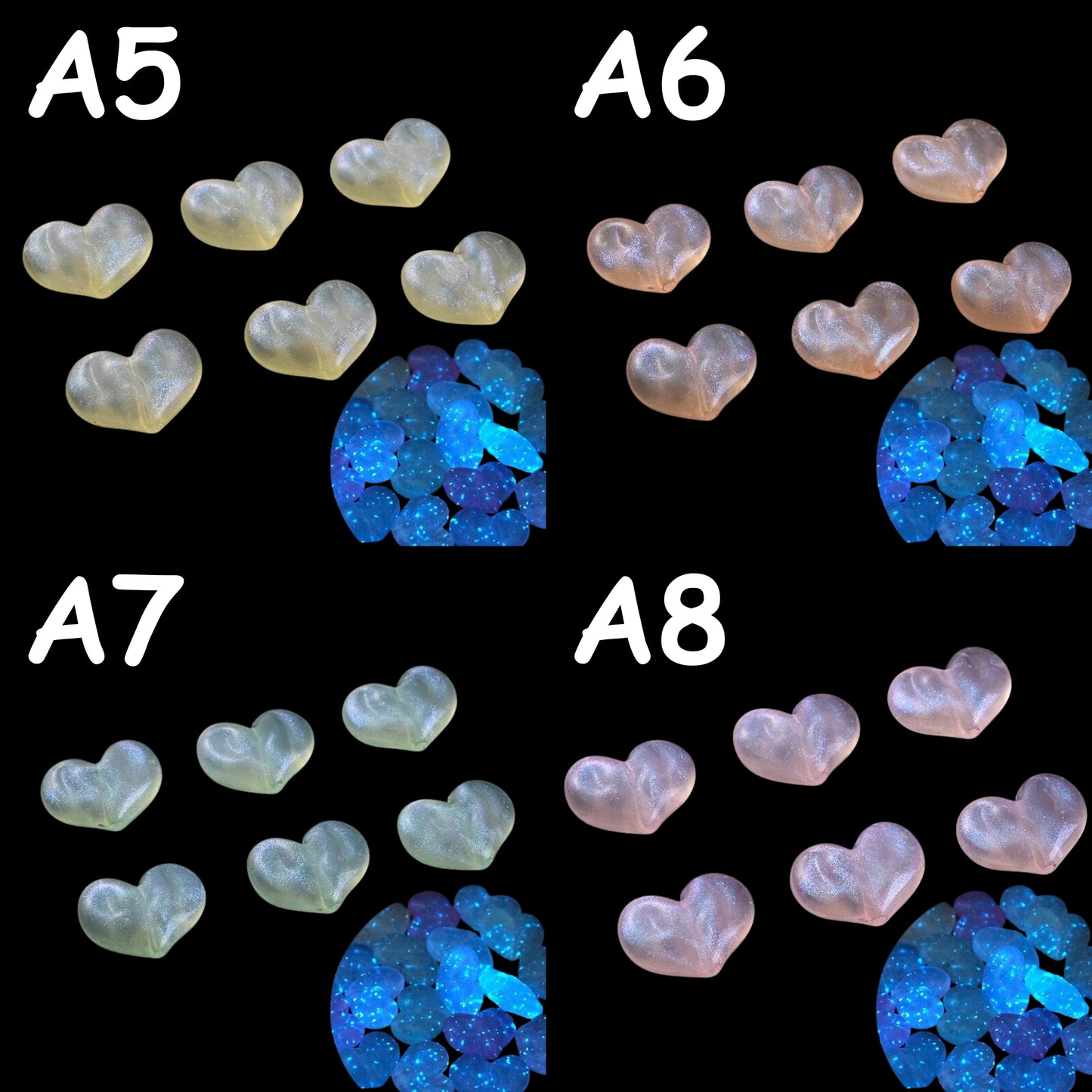 🌟✨ Mini Glow In The Dark Heart Beads by The Glow In The Dark Shop | 18x24mm | Acrylic Beads | Luminous | DIY Necklace & Bracelet Jewelry Making 💖🌟 | Collage