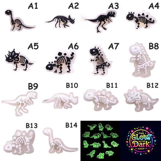 🌟🦖 Luminous Dinosaur Skeleton Shoe Charms by The Glow In The Dark Shop | Cute PVC Charms for Kids’ Shoes, Bags & Bracelets | Glow-in-the-Dark Fun! 🌟 Collage